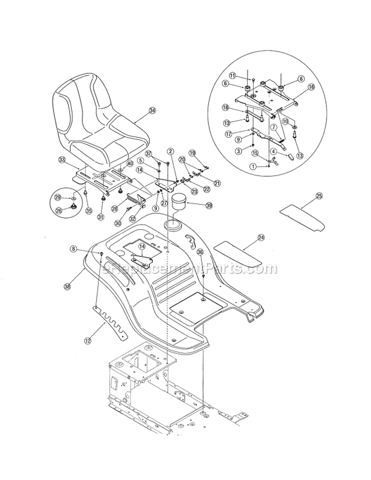 Fender Assembly Diagram and Parts List for  Yard Man Lawn Tractor